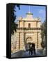 Mdina Gate with Horse Drawn Carriage, Mdina, Malta, Mediterranean, Europe-Stuart Black-Framed Stretched Canvas