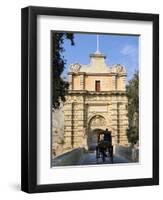 Mdina Gate with Horse Drawn Carriage, Mdina, Malta, Mediterranean, Europe-Stuart Black-Framed Photographic Print