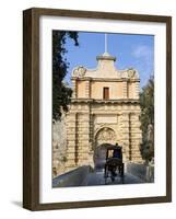 Mdina Gate with Horse Drawn Carriage, Mdina, Malta, Mediterranean, Europe-Stuart Black-Framed Photographic Print