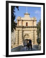 Mdina Gate with Horse Drawn Carriage, Mdina, Malta, Mediterranean, Europe-Stuart Black-Framed Photographic Print