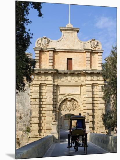 Mdina Gate with Horse Drawn Carriage, Mdina, Malta, Mediterranean, Europe-Stuart Black-Mounted Photographic Print