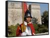 Mdina, Guard in Historic Costume of Templar Knight Stands Outside Medieval Walled City, Malta-John Warburton-lee-Framed Stretched Canvas