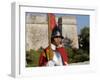 Mdina, Guard in Historic Costume of Templar Knight Stands Outside Medieval Walled City, Malta-John Warburton-lee-Framed Photographic Print
