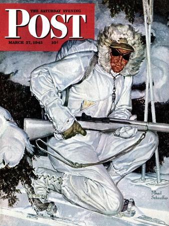 "Ski Patrol Soldier," Saturday Evening Post Cover, March 27, 1943