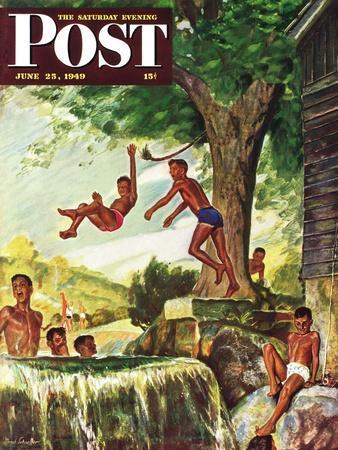 "Swimming Hole" Saturday Evening Post Cover, June 25, 1949