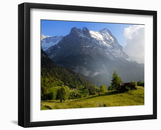 Meadow and Farm Building, Grindelwald, Bern, Switzerland, Europe-Richardson Peter-Framed Photographic Print