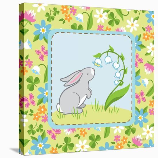 Meadow Bunny I-Betz White-Stretched Canvas