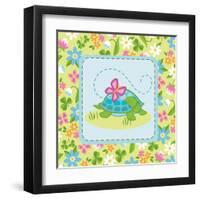 Meadow Turtle I-Betz White-Framed Art Print