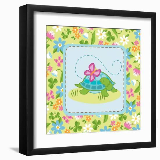 Meadow Turtle I-Betz White-Framed Art Print