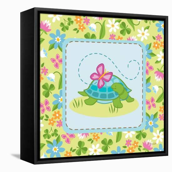 Meadow Turtle I-Betz White-Framed Stretched Canvas