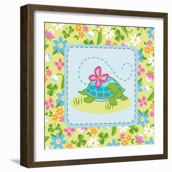 Meadow Turtle I-Betz White-Framed Art Print