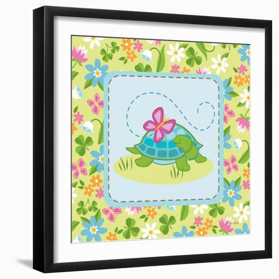 Meadow Turtle I-Betz White-Framed Art Print