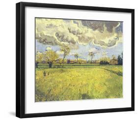 Meadow with Flowers under a Stormy Sky, 1888-Vincent van Gogh-Framed Giclee Print