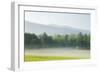 Meadow with Fog, Mountain Range in Background-Tony Sweet-Framed Photographic Print