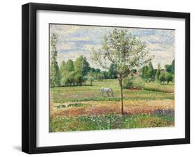 Meadow with Grey Horse, Eragny (Le Pré avec Cheval Gris, Eragny). 1893-Camille Pissarro-Framed Giclee Print