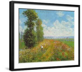 Meadow With Poplars-Claude Monet-Framed Art Print