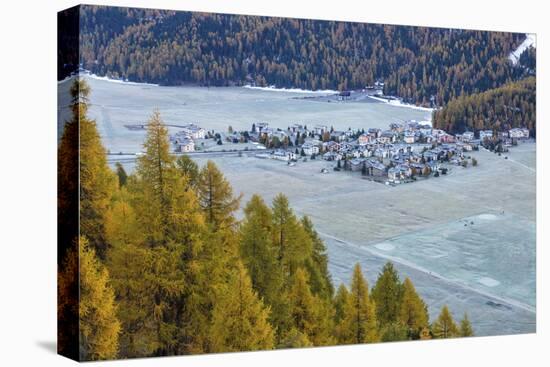 Meadows and the Village of Surlej by St. Moritz in Engadine, Graubunden, Swiss Alps, Switzerland-Roberto Moiola-Stretched Canvas