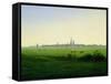 Meadows near Greifswald-Caspar David Friedrich-Framed Stretched Canvas