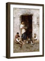 Mealtime; Il Pasto (Oil on Canvas)-Giuseppe Zannoni-Framed Giclee Print