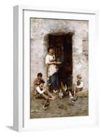 Mealtime; Il Pasto (Oil on Canvas)-Giuseppe Zannoni-Framed Giclee Print