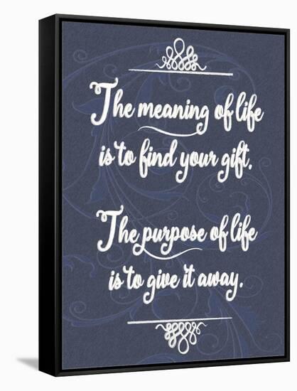 Meaning of Life Distresed 1-Leslie Wing-Framed Stretched Canvas