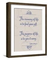 Meaning of Life Per Shakespeare-Leslie Wing-Framed Giclee Print