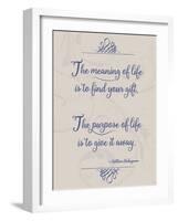 Meaning of Life Per Shakespeare-Leslie Wing-Framed Giclee Print