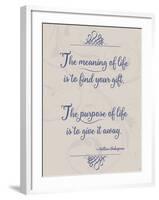 Meaning of Life Per Shakespeare-Leslie Wing-Framed Giclee Print