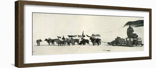 'Meares and Demetri with Their Dog Teams Leaving Hut Point', c1911, (1913)-Herbert Ponting-Framed Photographic Print