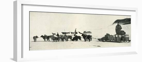 'Meares and Demetri with Their Dog Teams Leaving Hut Point', c1911, (1913)-Herbert Ponting-Framed Photographic Print