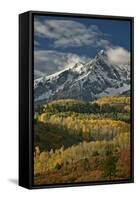 Mears Peak with Snow and Yellow Aspens in the Fall-James Hager-Framed Stretched Canvas