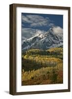 Mears Peak with Snow and Yellow Aspens in the Fall-James Hager-Framed Photographic Print