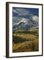 Mears Peak with Snow and Yellow Aspens in the Fall-James Hager-Framed Photographic Print