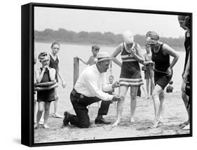 Measuring Bathing Suits, C.1922-null-Framed Stretched Canvas