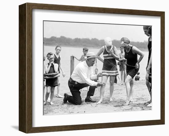 Measuring Bathing Suits, C.1922-null-Framed Photographic Print