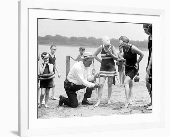 Measuring Bathing Suits, C.1922-null-Framed Photographic Print