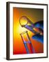 Measuring Cylinder Pouring Fluid Into a Test Tube-Tek Image-Framed Photographic Print