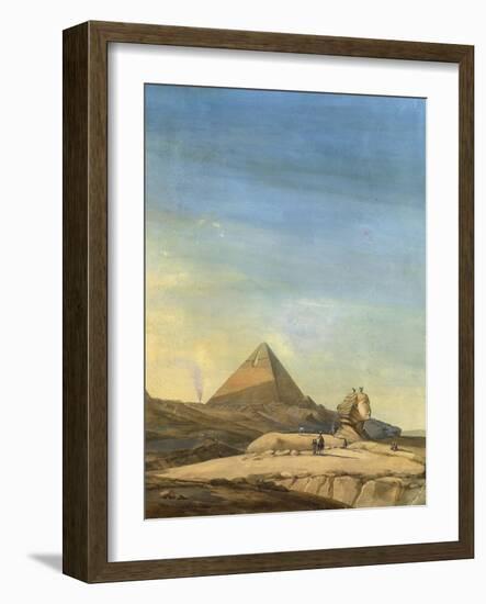 Measuring Sphinx, Detail of Pyramids of Menfis, 1798-Charles-Louis Balzac-Framed Giclee Print