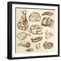 Meat - Hand Drawn Collection-canicula-Framed Art Print
