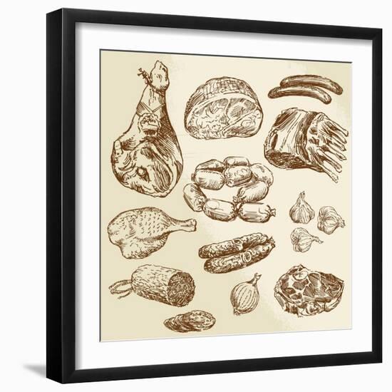Meat - Hand Drawn Collection-canicula-Framed Art Print
