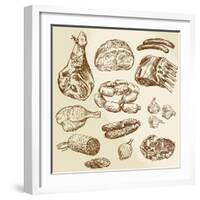 Meat - Hand Drawn Collection-canicula-Framed Art Print