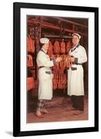 Meatpackers Checking Sausages-null-Framed Art Print