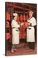 Meatpackers Checking Sausages-null-Stretched Canvas