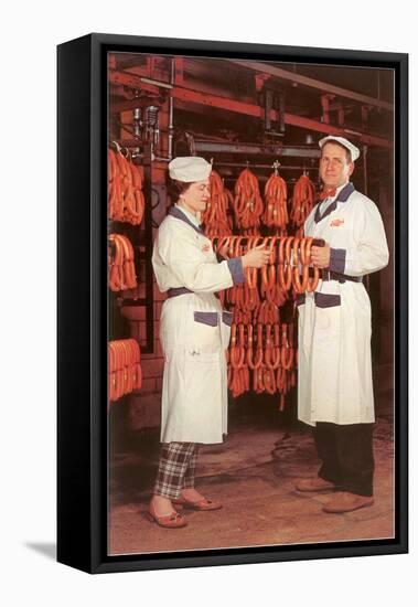 Meatpackers Checking Sausages-null-Framed Stretched Canvas