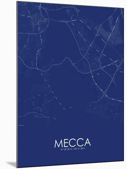 Mecca, Saudi Arabia Blue Map-null-Mounted Poster