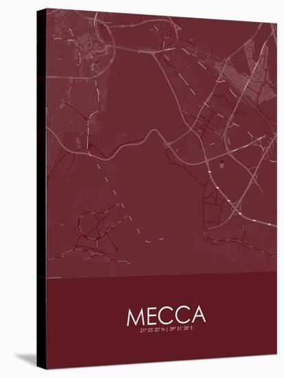 Mecca, Saudi Arabia Red Map-null-Stretched Canvas