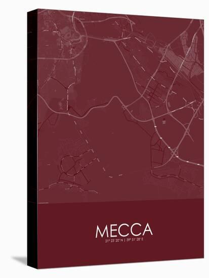 Mecca, Saudi Arabia Red Map-null-Stretched Canvas