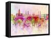 Mecca Skyline in Watercolor Background-paulrommer-Framed Stretched Canvas