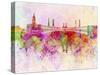 Mecca Skyline in Watercolor Background-paulrommer-Stretched Canvas