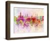 Mecca Skyline in Watercolor Background-paulrommer-Framed Art Print